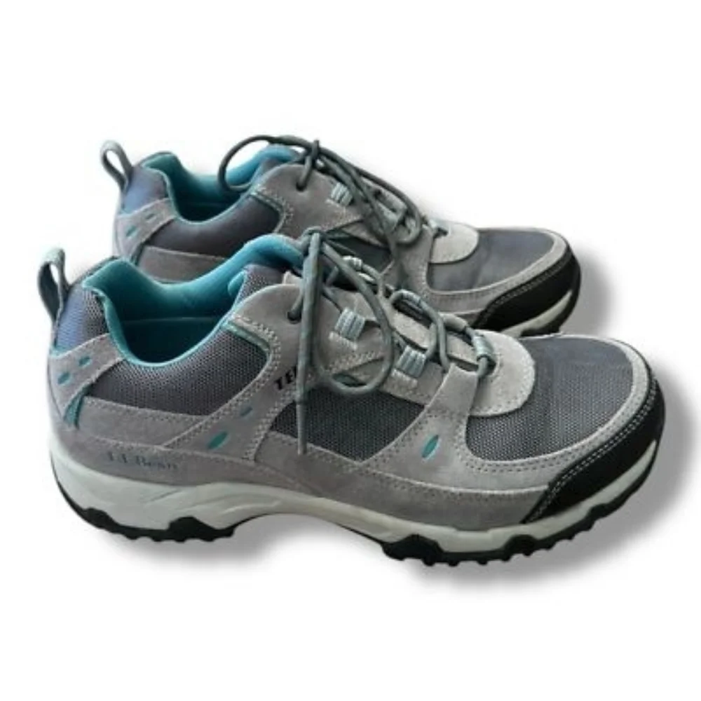 L.L. Bean Woman Gray and Teal Sneakers - Picture 1 of 5